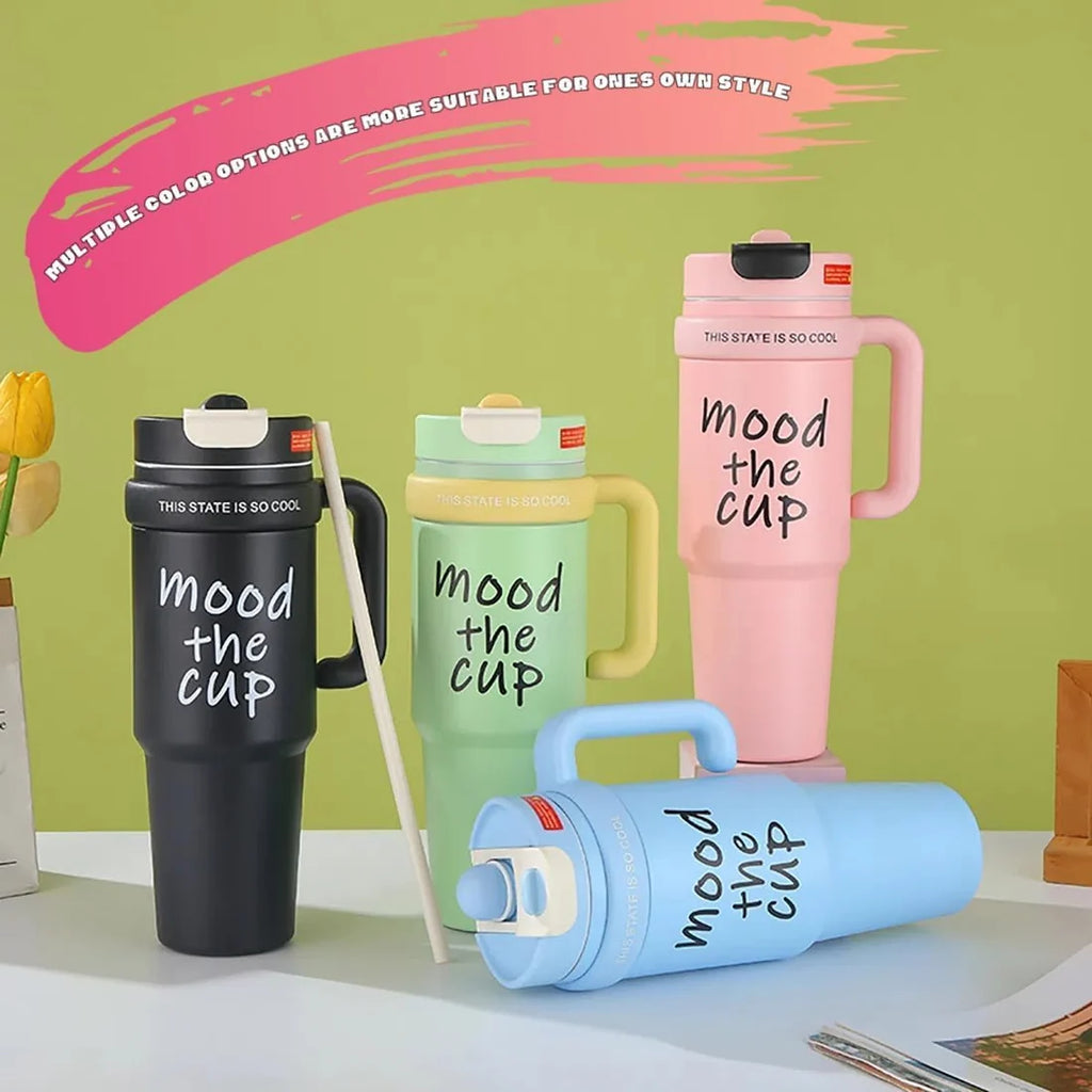 Mood the Cup" Insulated Tumbler with Handle and Lid
