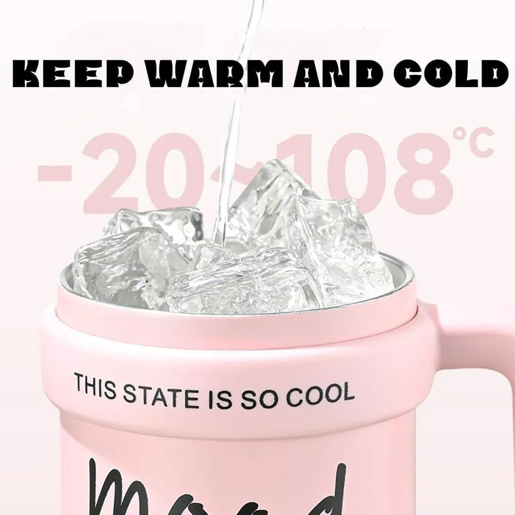 Mood the Cup" Insulated Tumbler with Handle and Lid