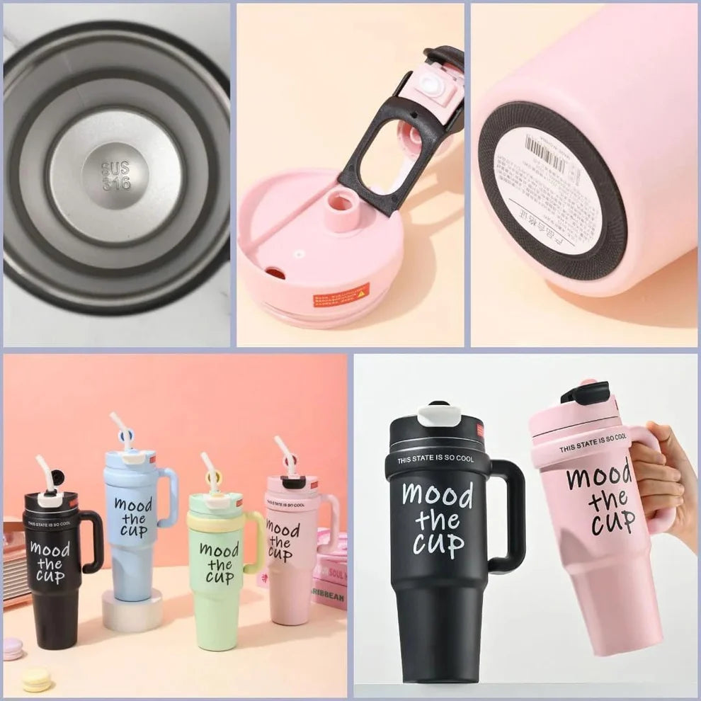 Mood the Cup" Insulated Tumbler with Handle and Lid