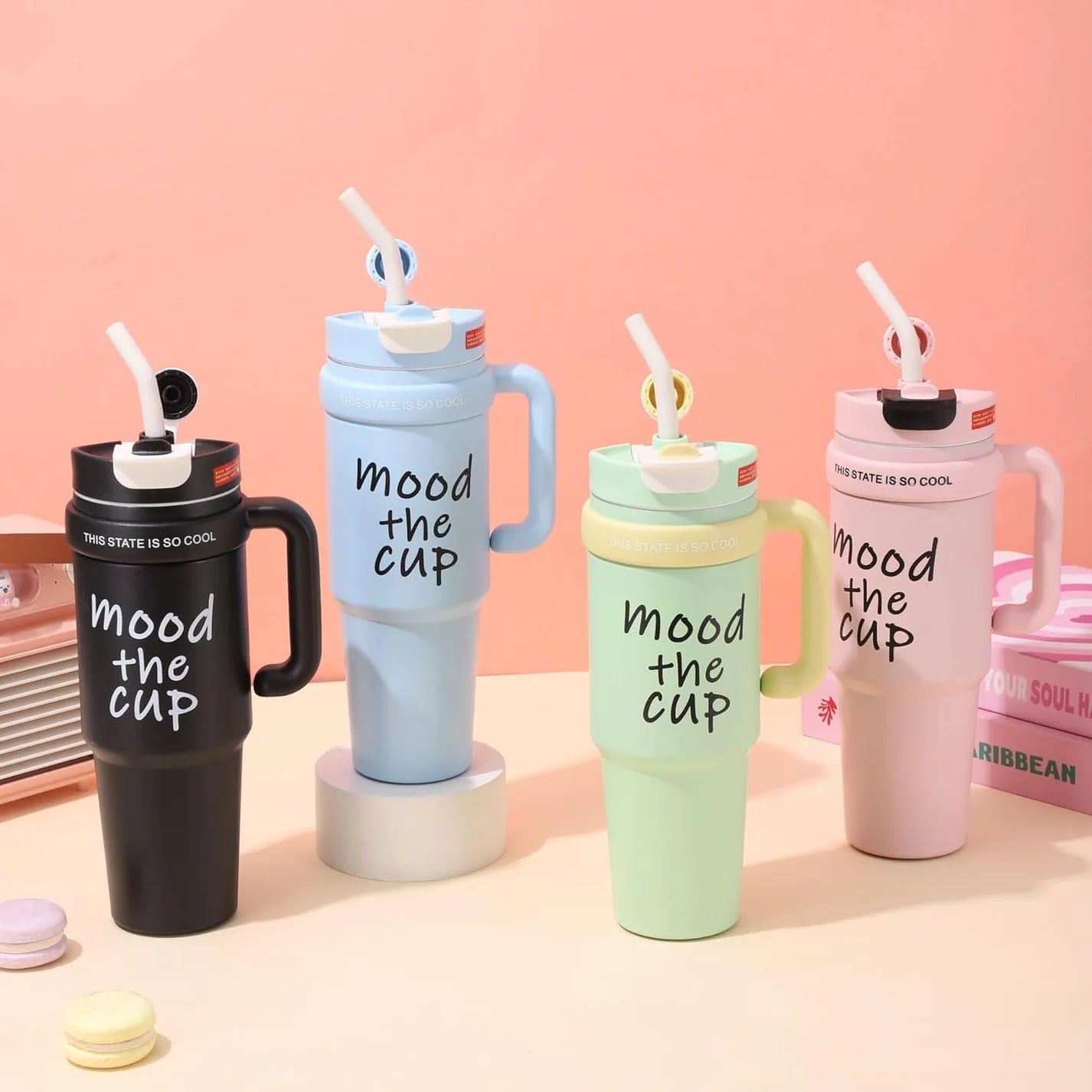 Mood the Cup" Insulated Tumbler with Handle and Lid
