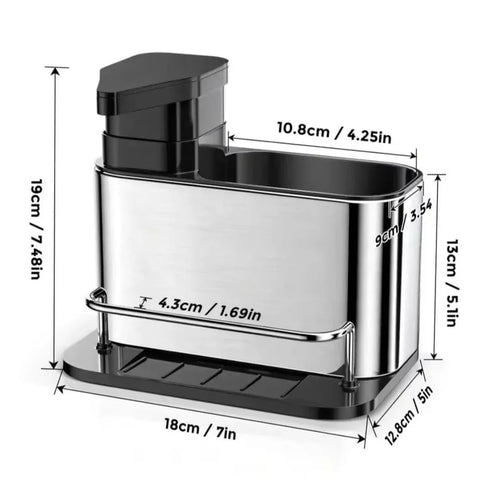 3-in-1 Kitchen Soap Dispenser & Sponge Organizer – Multi-Function Sink Caddy