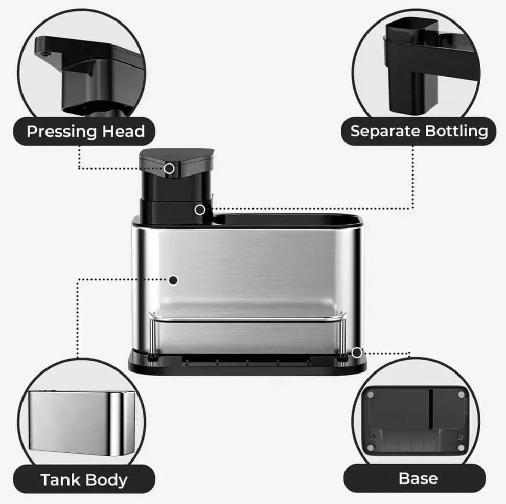 3-in-1 Kitchen Soap Dispenser & Sponge Organizer – Multi-Function Sink Caddy