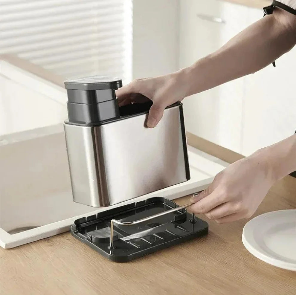 3-in-1 Kitchen Soap Dispenser & Sponge Organizer – Multi-Function Sink Caddy