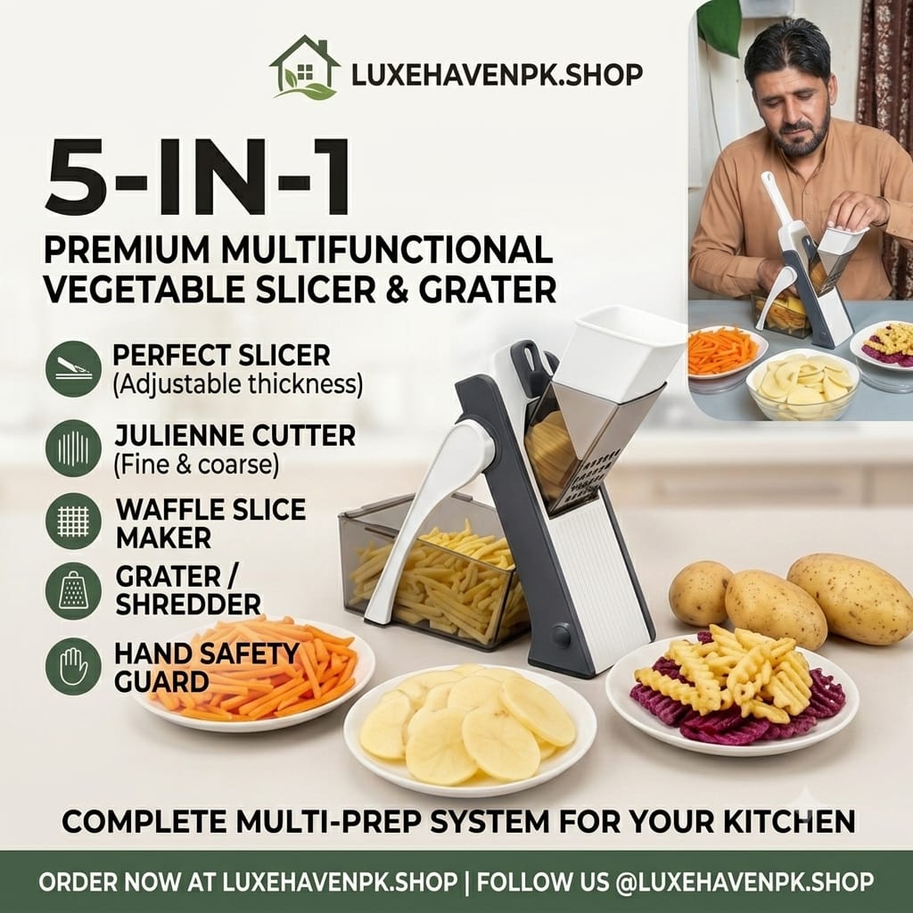 5 in-1 Multifunctional Manual Mandolin Vegetable Slicer Cutter Food & Chopper