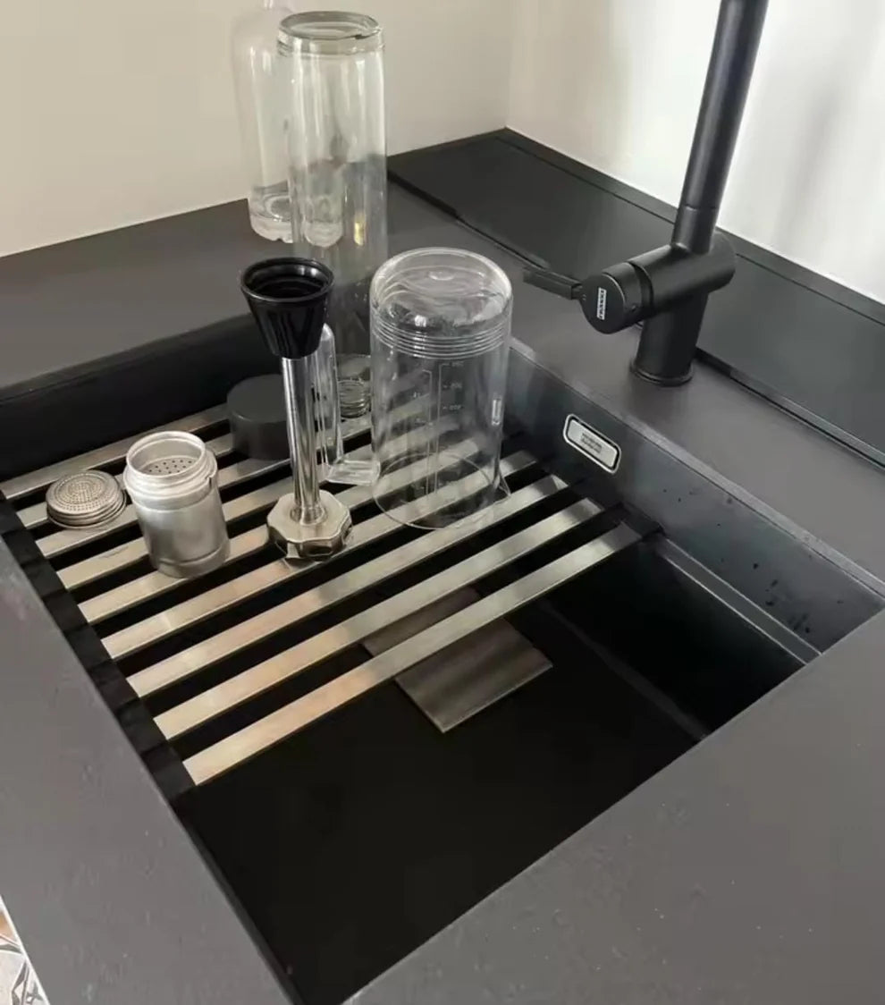 Premium Foldable Stainless Steel Sink Drying Rack & Heat-Resistant Rack