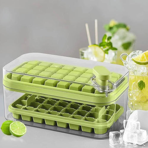 2-in-1 Ice Cube Maker & Storage Box with Easy-Press Release