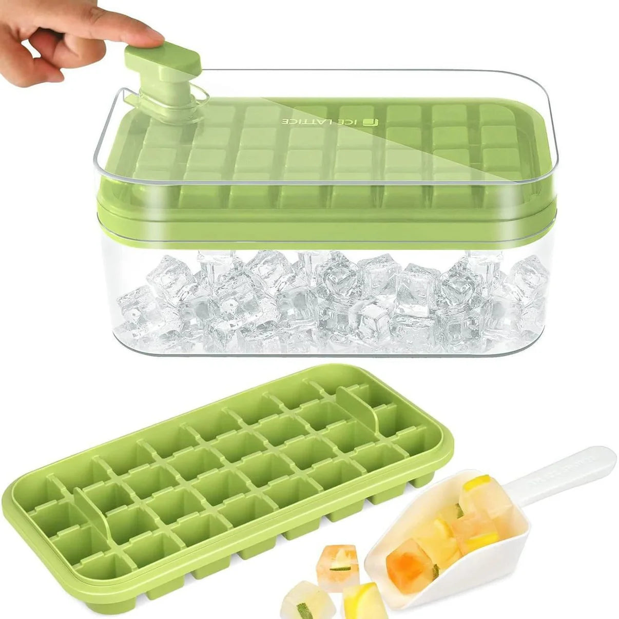 2-in-1 Ice Cube Maker & Storage Box with Easy-Press Release