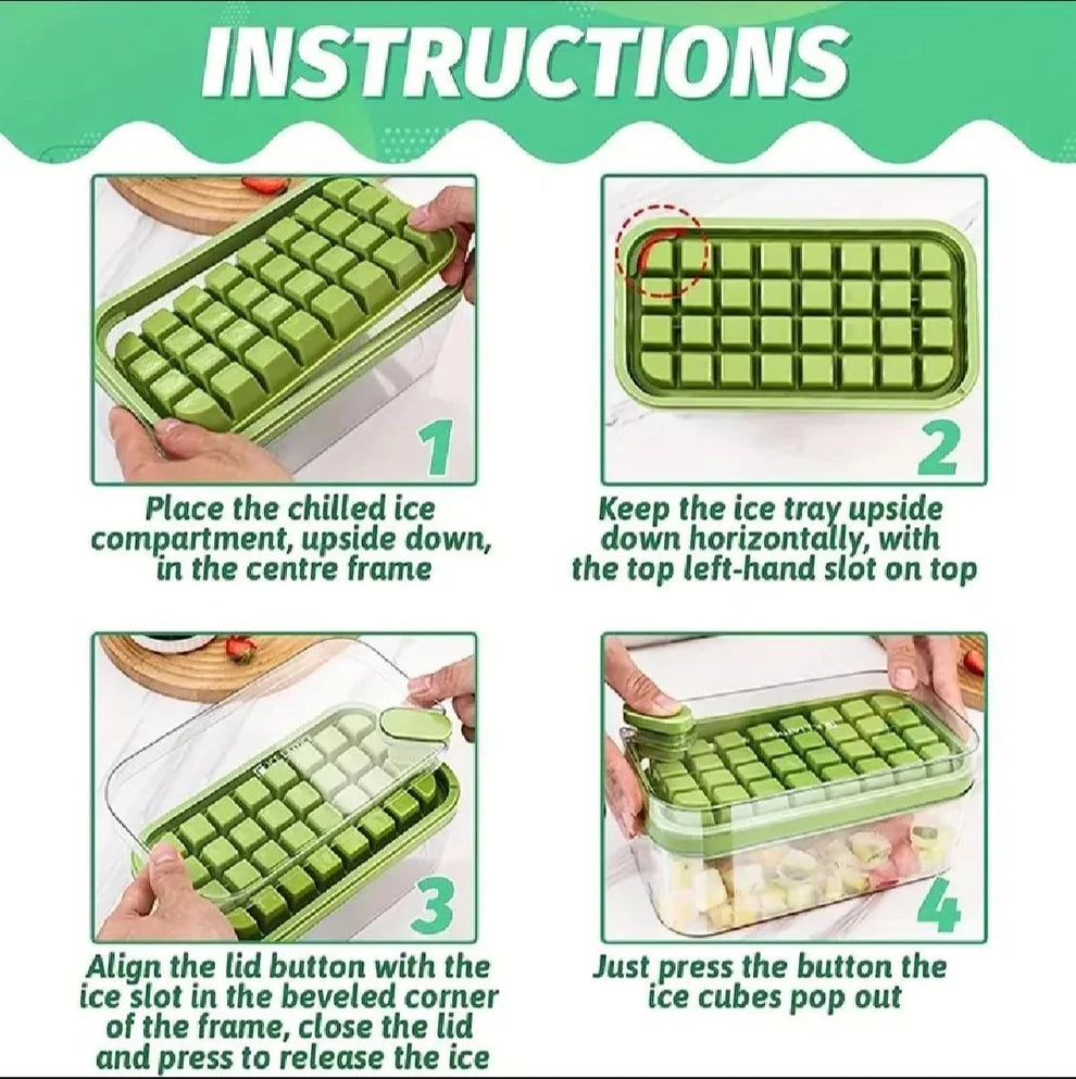 2-in-1 Ice Cube Maker & Storage Box with Easy-Press Release